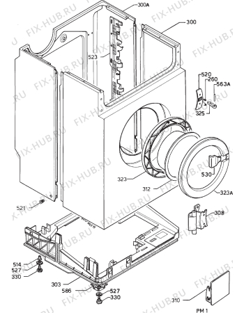 Взрыв-схема стиральной машины Electrolux EW1033F - Схема узла Cabinet + armatures